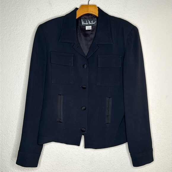 VTG 80’s Nicole Miller Tuxedo Blazer Black Sz 12 Union Made in the USA PRISTINE - Picture 2 of 9